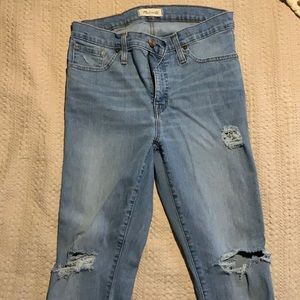 Madewell Light Wash Distressed High-Rise Skinny Jeans